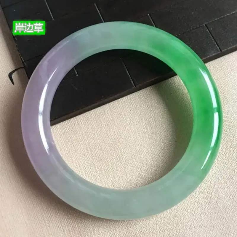 Bracelet Myanmar Mine Timber Ice-like Violet Green round Bar Imperial Concubine Women's Jade