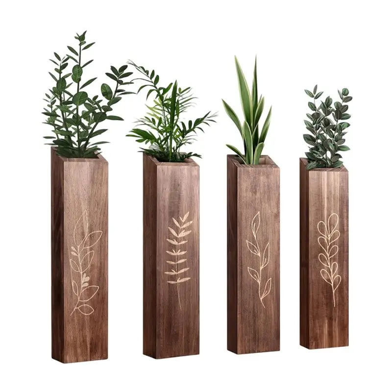 

AB33-1Set/4Pcs Wooden Set For Decorating Plants And Dried Flowers, Modern Bohemian Wall Decoration For Living Room