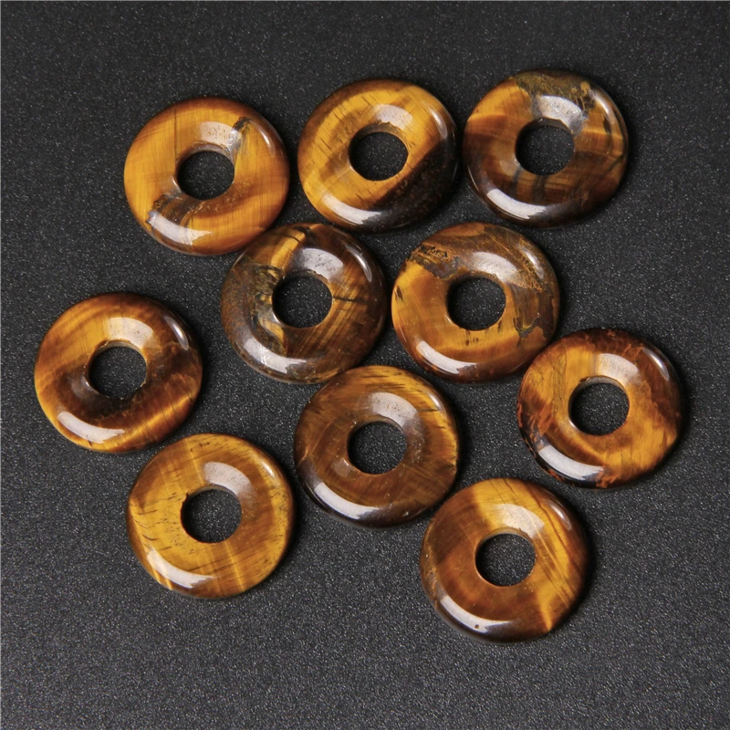 5PCS 18mm Big Hole Natural Stone Beads Round Donut Quartz Crystal Charm Beads for Jewelry Making DIY Accessries Wholesale