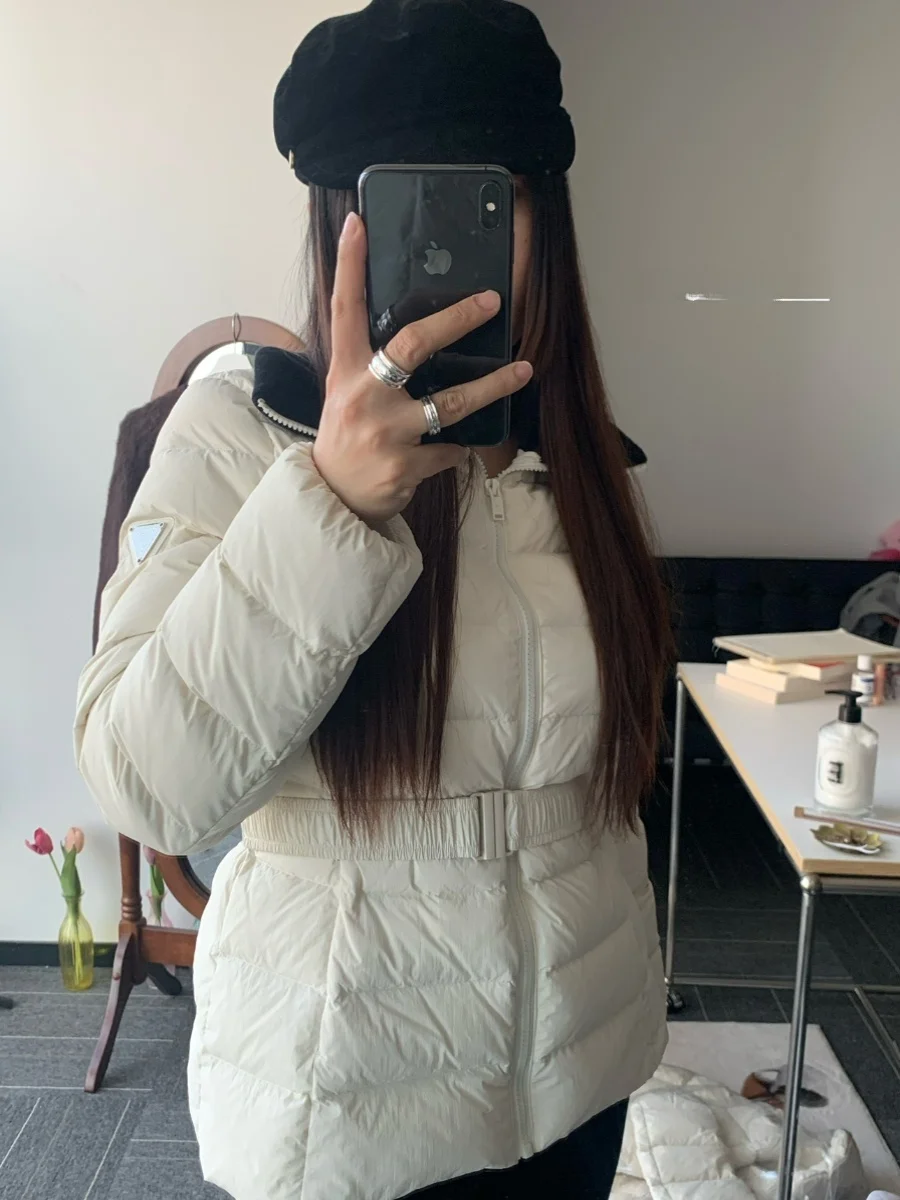 سليم صالح خفيف الوزن Du down Jaet PREON Work ow nt Sle الخصر Cinching ملابس خارجية النسخة الكورية طويلة Sve Z...