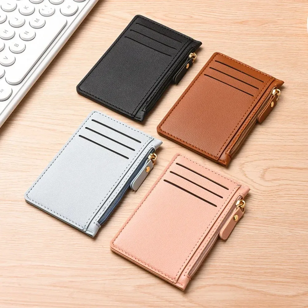 Tarjetero compacto ultrafino para mujer con múltiples ranuras, bolso para licencia de conducir, mini billetera minimalista, tarjetero de una sola pieza