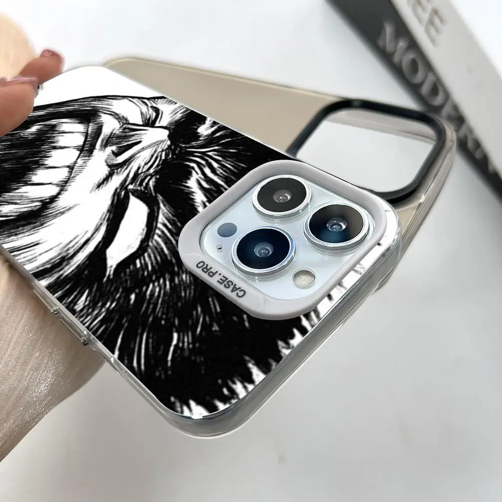 Guts Anime B-Berserk MINISO Phone Silver Popular In Korea Wholesale Case For IPhone 16 15 14 13 12 Pro XR Shockproof Color Cove