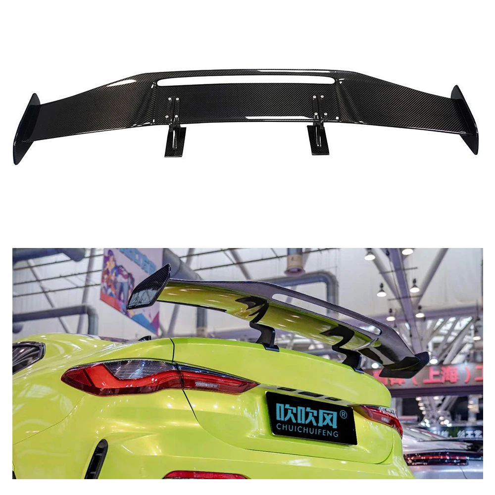 For BMW 4 Series Coupe LCI 430i 440i G22 G23 2021-UP Dry Carbon Fiber Large Rear Spoiler Wing Universal Trunk Spoiler