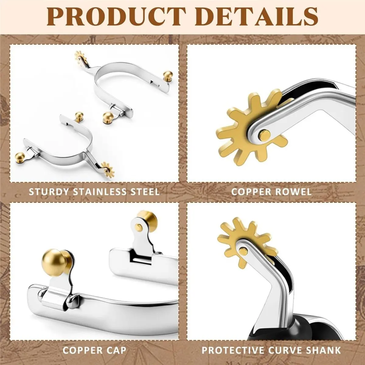 618 Mega Sale 2 Pack Spurs for Cowboy Boots Men with 2 Pcs Leather Belt and Tie Down Straps, Western English Horse Spurs