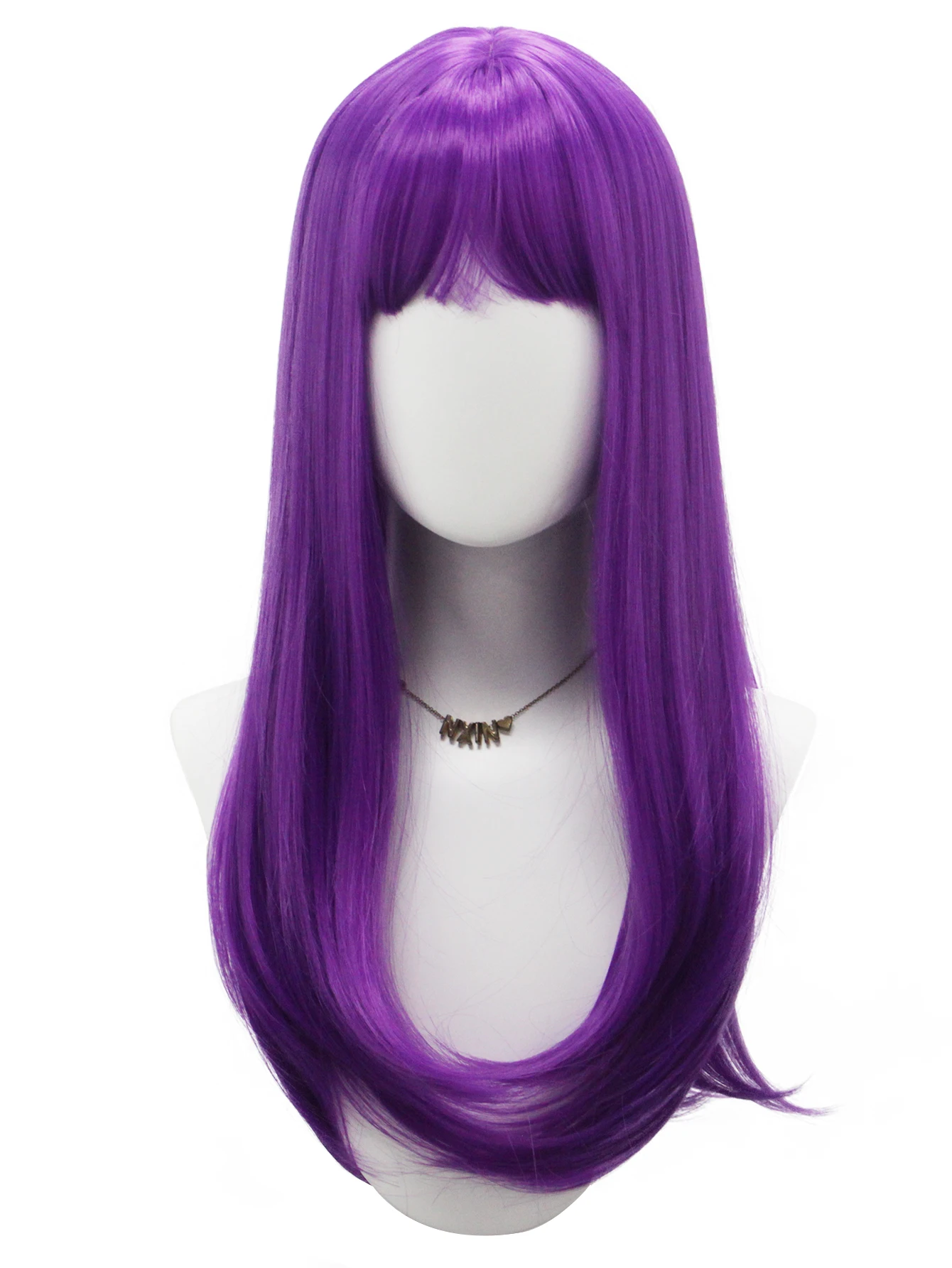 Purple Synthetic Wig with Long Straight Microcurls for Women Party Cosplay Music Festival Masquerade Ball Gifts