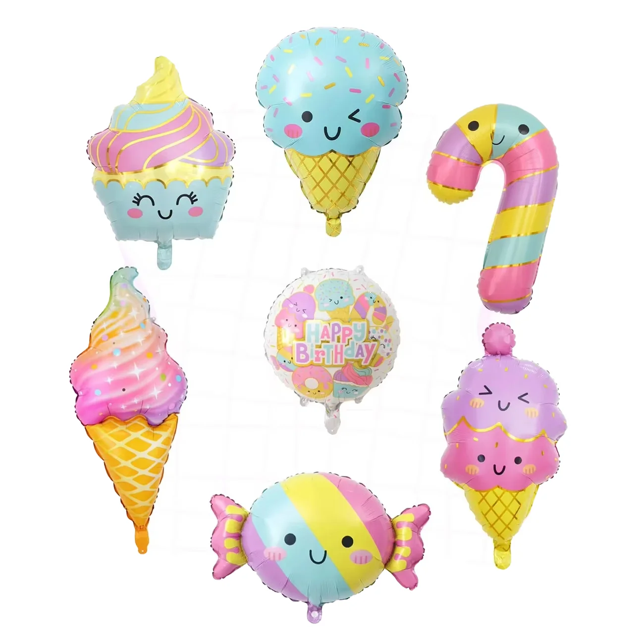 7pcs Candy & Ice Cream Theme Balloons Set