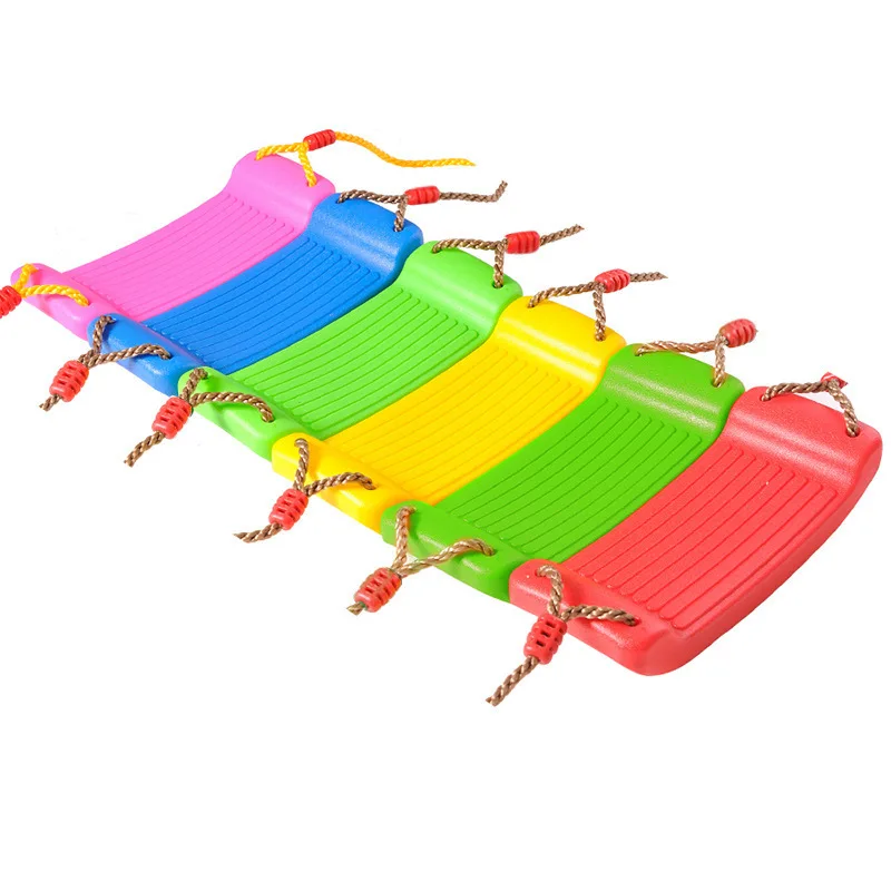 Columpio de jardín para niños, asiento colgante, juguetes voladores con cuerdas ajustables en altura, juguetes para interiores y exteriores, columpio con tablero curvo de arcoíris