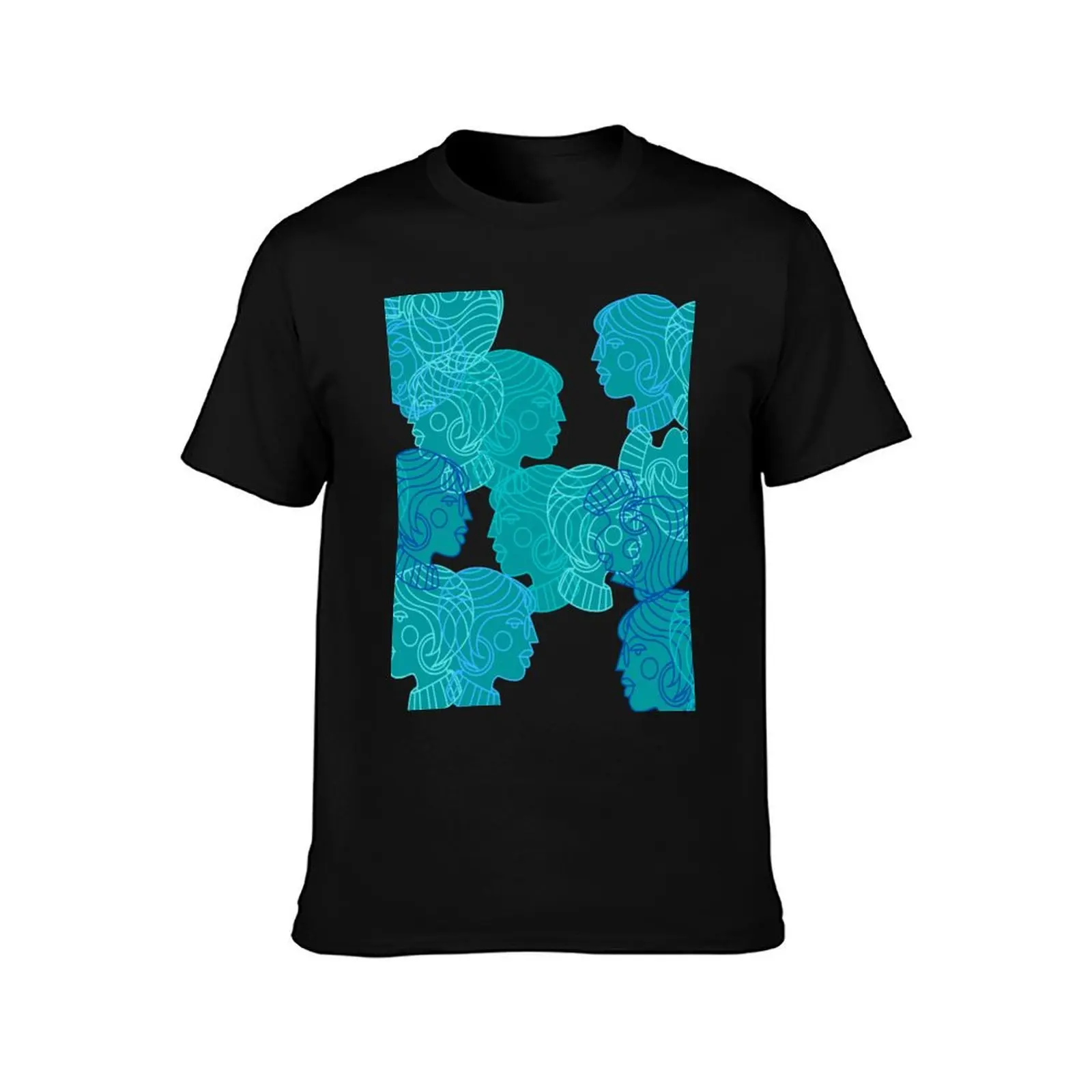 Kindness Girl Power Minimalist Art Pattern- Teal Blue- Cool T-Shirt Fashion Simple Casual Tee Shirt T-Shirt