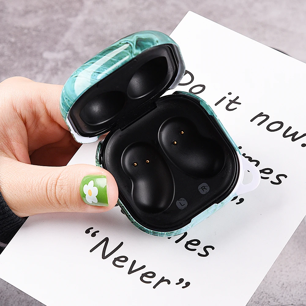 حافظة لهاتف سامسونج جالاكسي براعم 2 برو لايف FE حافظة صلبة من البولي كربونات حافظة لهاتف جالاكسي براعم برو براعم 2 برو حافظة بنمط رخامي