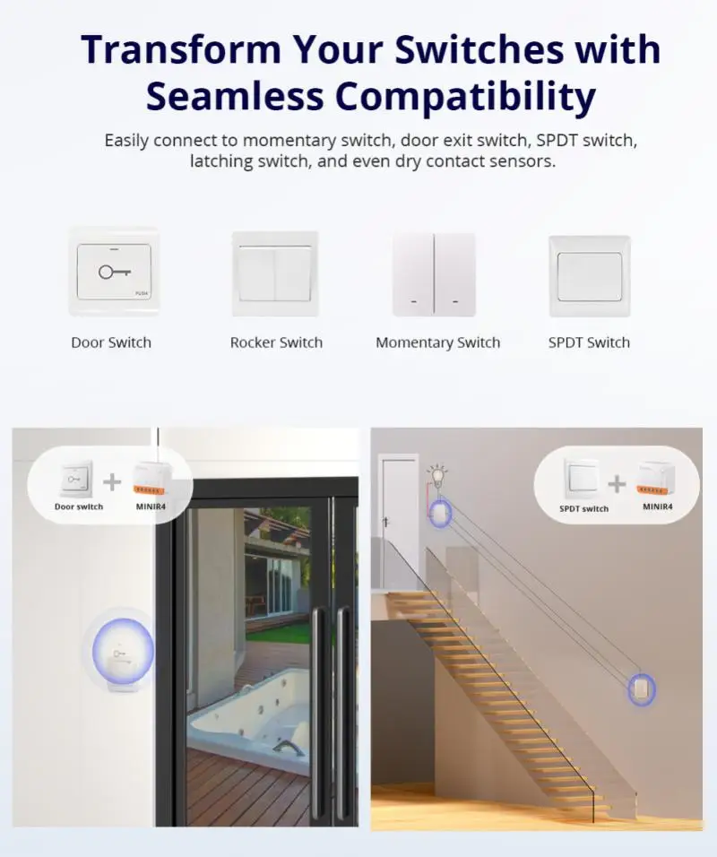 SONOFF-MINI R4 Módulo Interruptor WiFi, 2 Way, Módulo Smart Home, Relé Wi-Fi, Controle Remoto de Voz, Alexa, Google Home, Alice