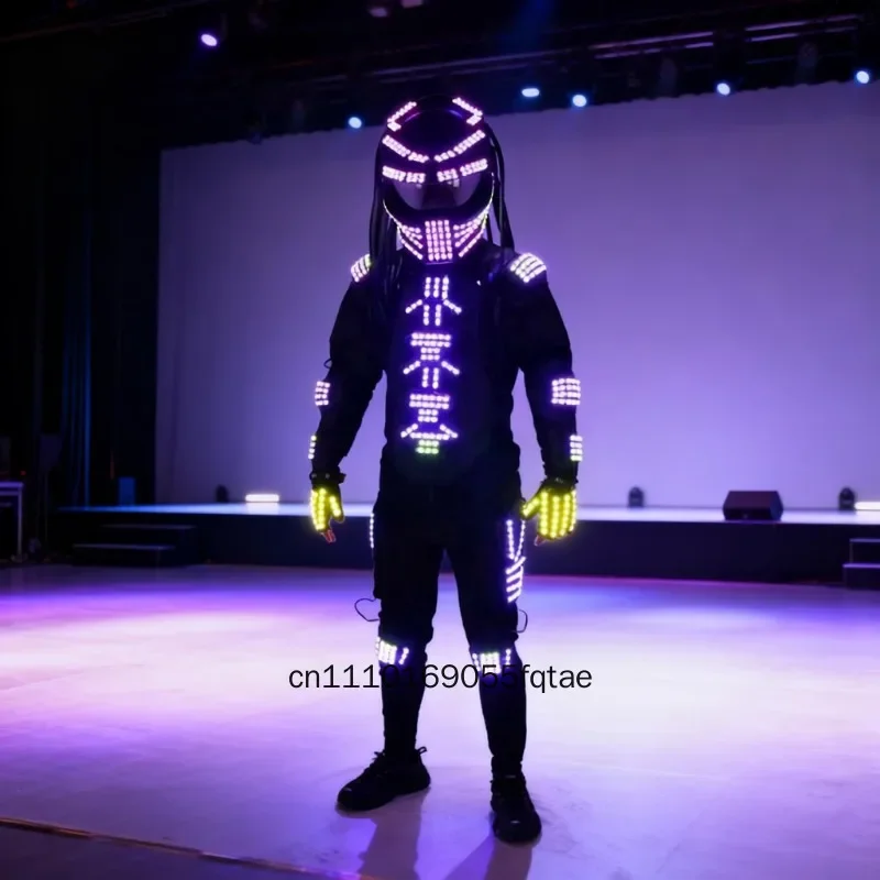 Cyberpunk LED Robot Costume Light Up Fluorescent Outfit Stage Performance Prop For Bar Nightclub Live Streaming Party Show