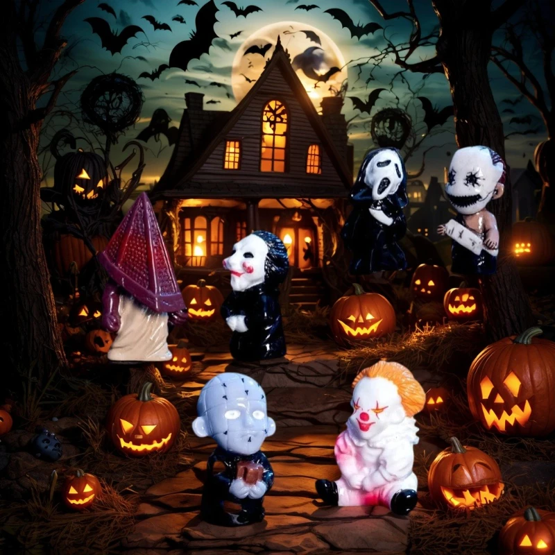 Cartoon Kawaii Style Hallowmas Skeleton & Ghost Resin Ornament, for Holiday Decoration, Home Decoration and Planar DIY