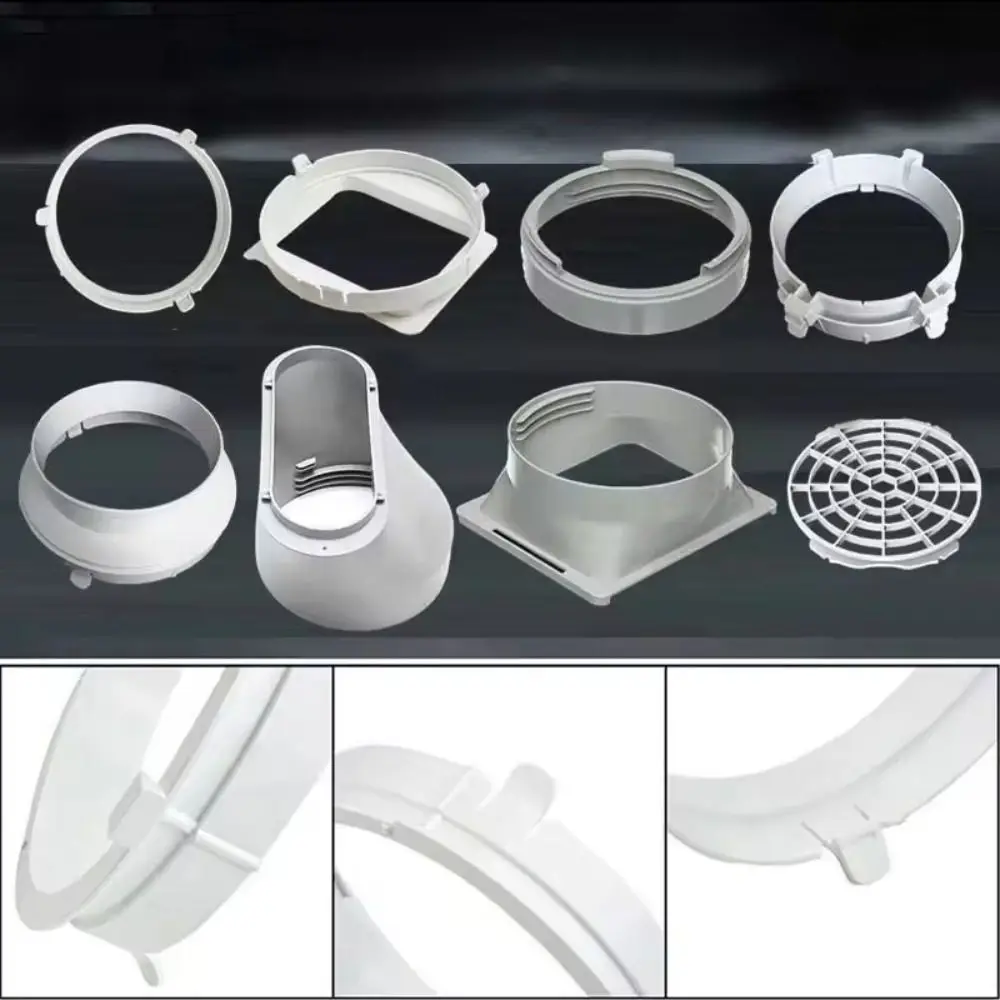 ABS Air Conditioner Exhaust Hose Connector Replacement Round/Square Shaped Exhaust Duct Hose Adapter Exhaust Pipe Interface
