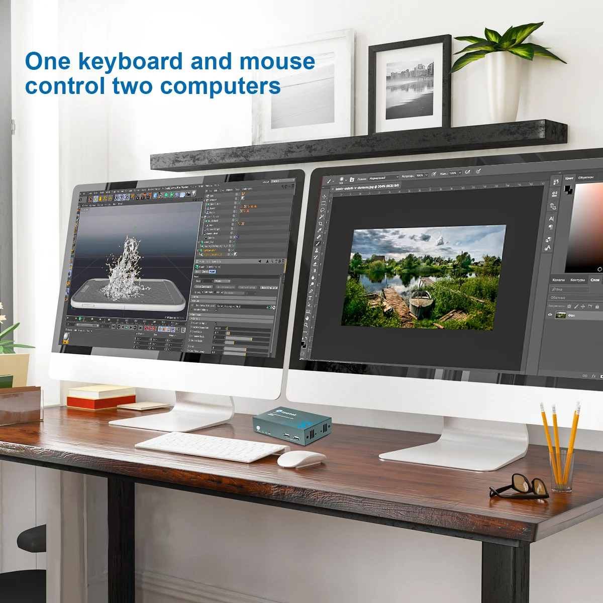 Pway usb kvm switch hdmi divisor teclado & mouse 4k @ 30hz 2 em 2 saídas com 2 pc porta usb hub para pc/macbook/laptop suporte hotkey