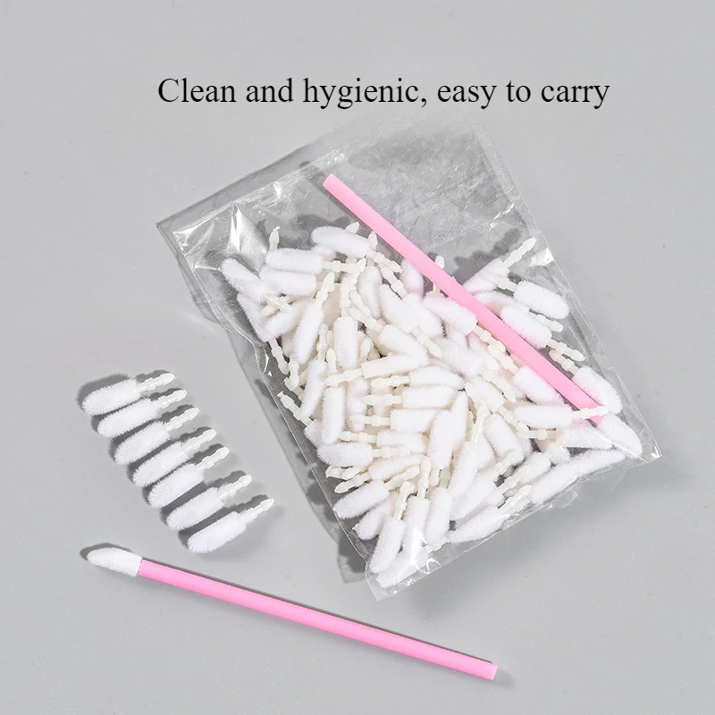 口紅、植毛リップグロス、メイクアップブラシ用のリップブラシヘッド100個入り1個。