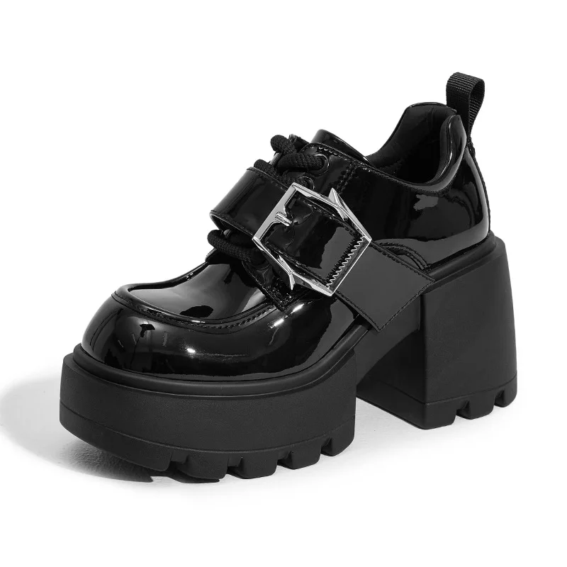 

Ladies Shoes 2025 High Quality Buckle Strap Women's High Heels Fashion Round Toe Dress Pumps Women Hot Sale Solid Platform Heels