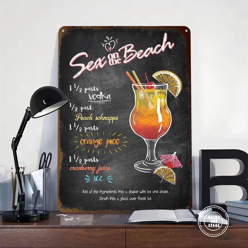 Sex on the Beach Tinplate Posters Customizable Wall Art Retro Vintage Metal Signs for Home Room Mancave Decoration Gaming Garden