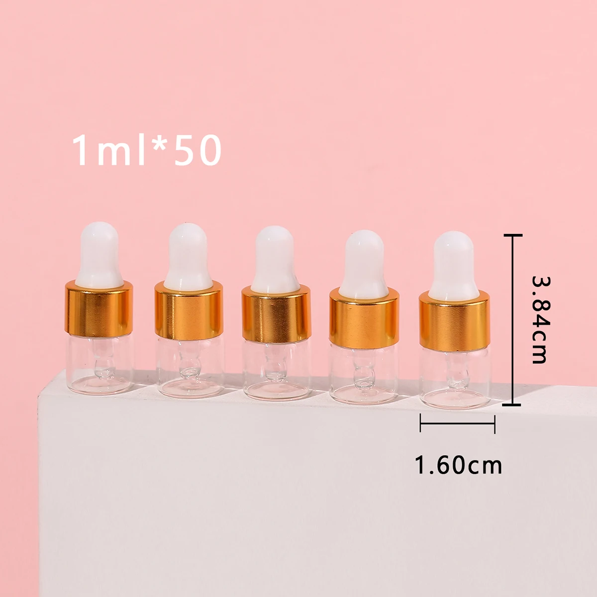 50pcs 1ml Clear Mini Glass Dropper Bottles Small with Glass Eye Dropper for Essential Oils Sample Traveling