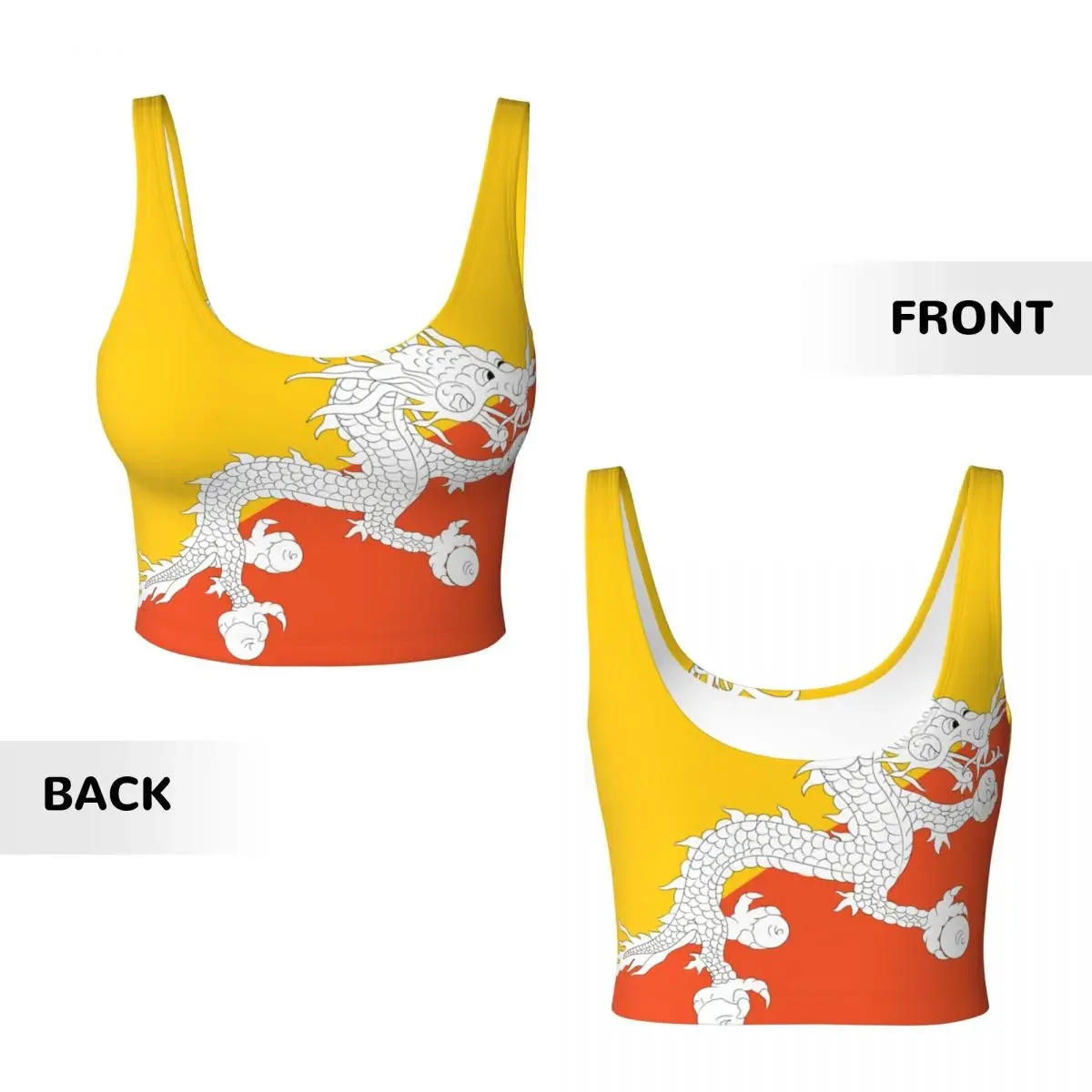 سترة يوجا للنساء للصالة الرياضية قطع علوية قصيرة بعلم البوتان ملابس الشارع الشهير للتمرين قابلة للتنفس للسيدات