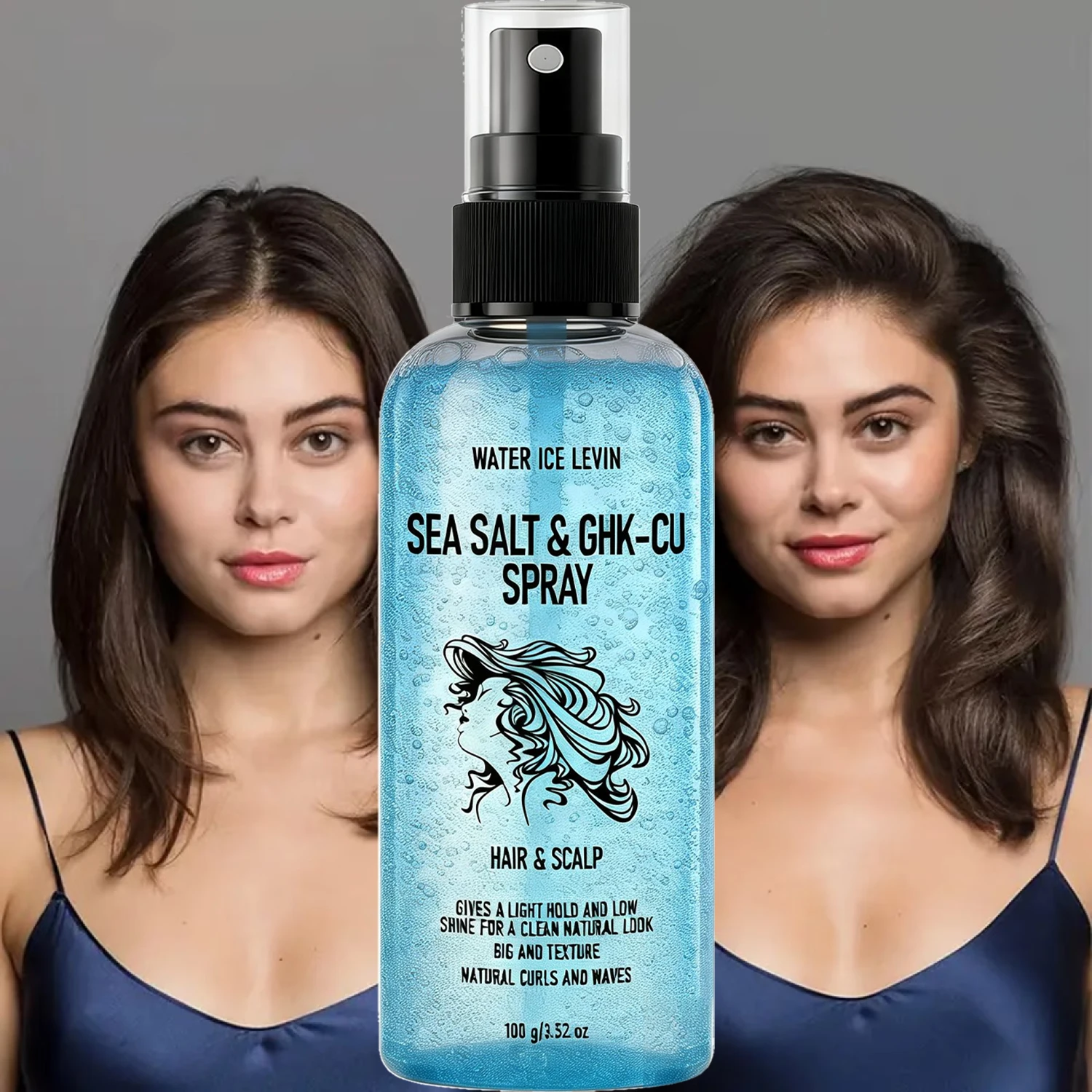 Texturizing Sea Salt Spray for Curly Hair, Light Hold Volumizing Hair & Scalp Serum with Biotin & Keratin – 100g