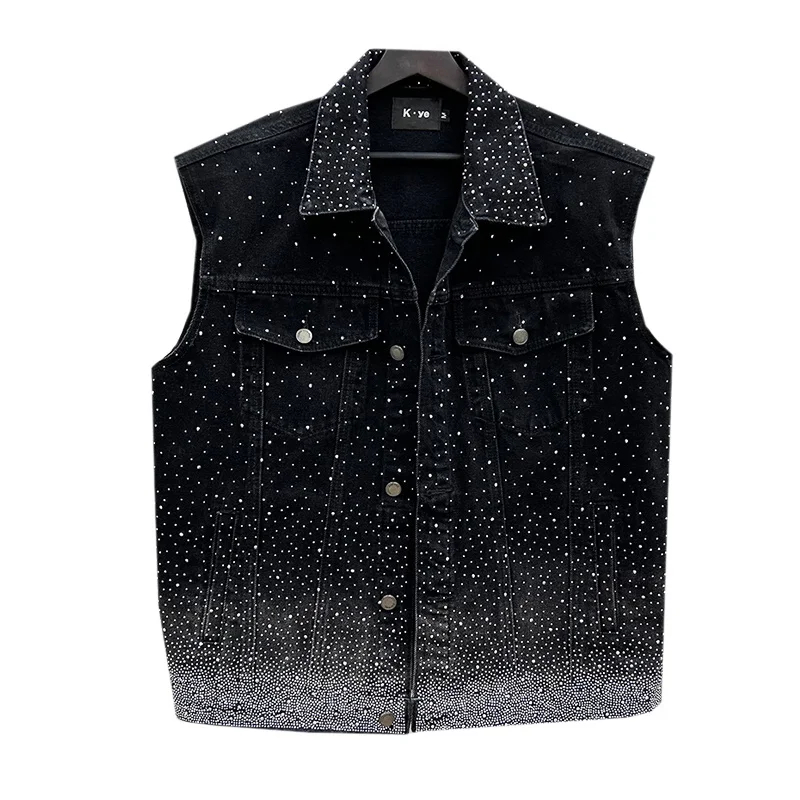 PFHQ Fashion Casual Hot Drill Denim Vest For Men New Patchwork Men\'s Single Breasted Sleeveless Jackets Summer 2023 Tide 21F3661