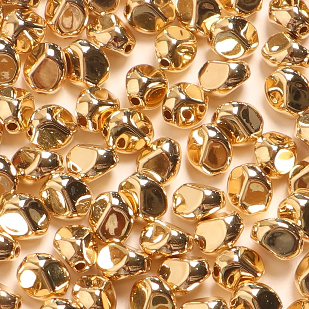 100 szt. 7mm CCB Złote Nieregularne Koraliki Seed do Wyrobu Biżuterii, Koraliki Dystansowe, Luźne Koraliki do Samodzielnego Wyrobu Naszyjników, Akcesoria do Koralikowania