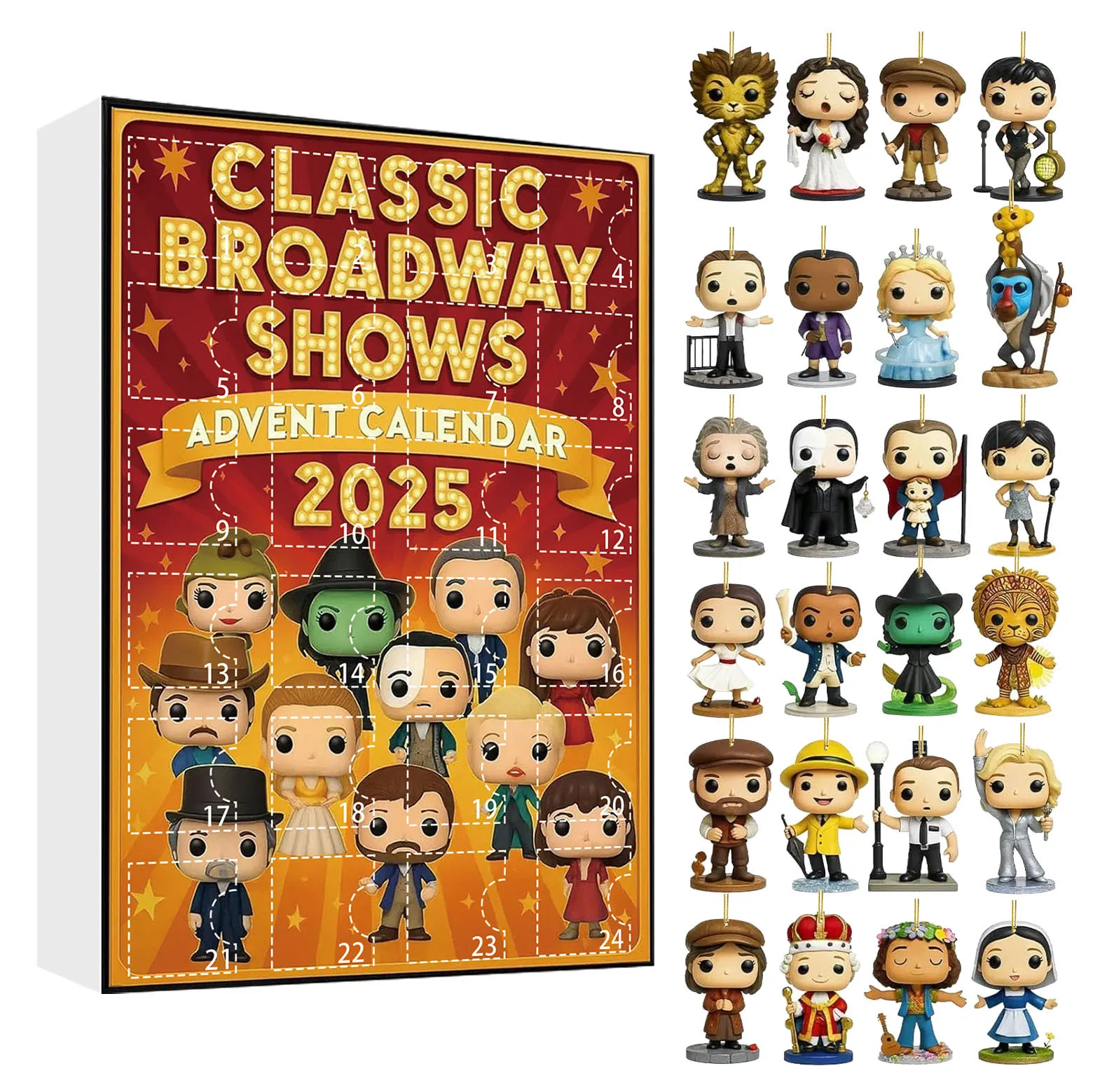 

2025 Christmas Gift Broadway Musical 24 Day Countdown Calendar Iconic Music Character Collection Gift Box Handmade