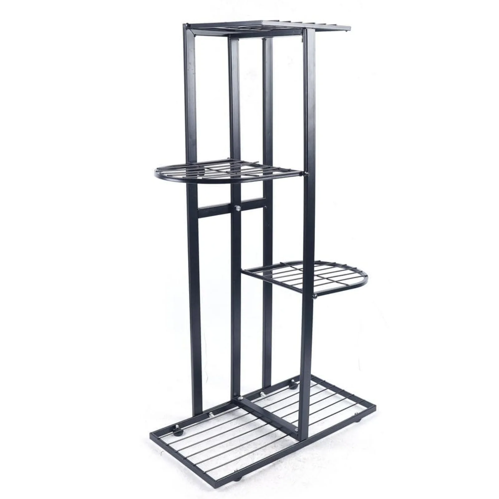 

US 32.2 in. x 16.9 in. Multi Tier Indoor/Outdoor Black Iron Flower Display Rack Shelf Garden Balcony Plant Stand