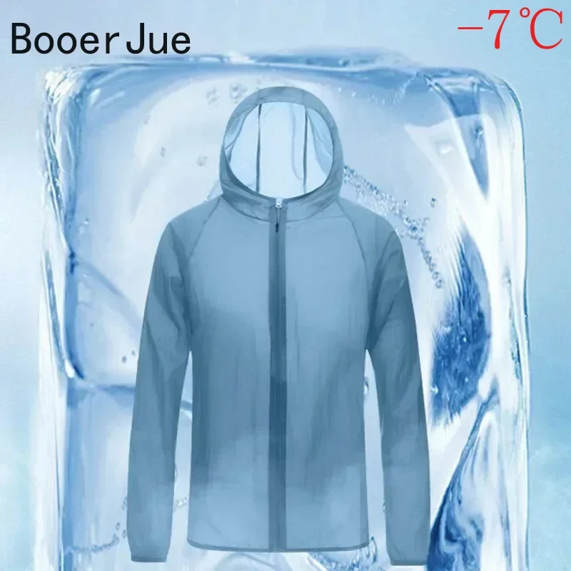UPF 50+ Men Summer Thin Sun Protection Jacket Outdoor Zipper Hooded Loose Casual Outerwear UV-proof Breathable Quick Dry Cycling