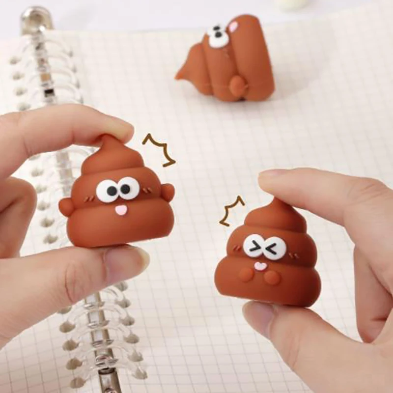 Lindo Sacapuntas de silicona para caca, accesorios de lápiz para niños, tricky funny Poop Cake Planer