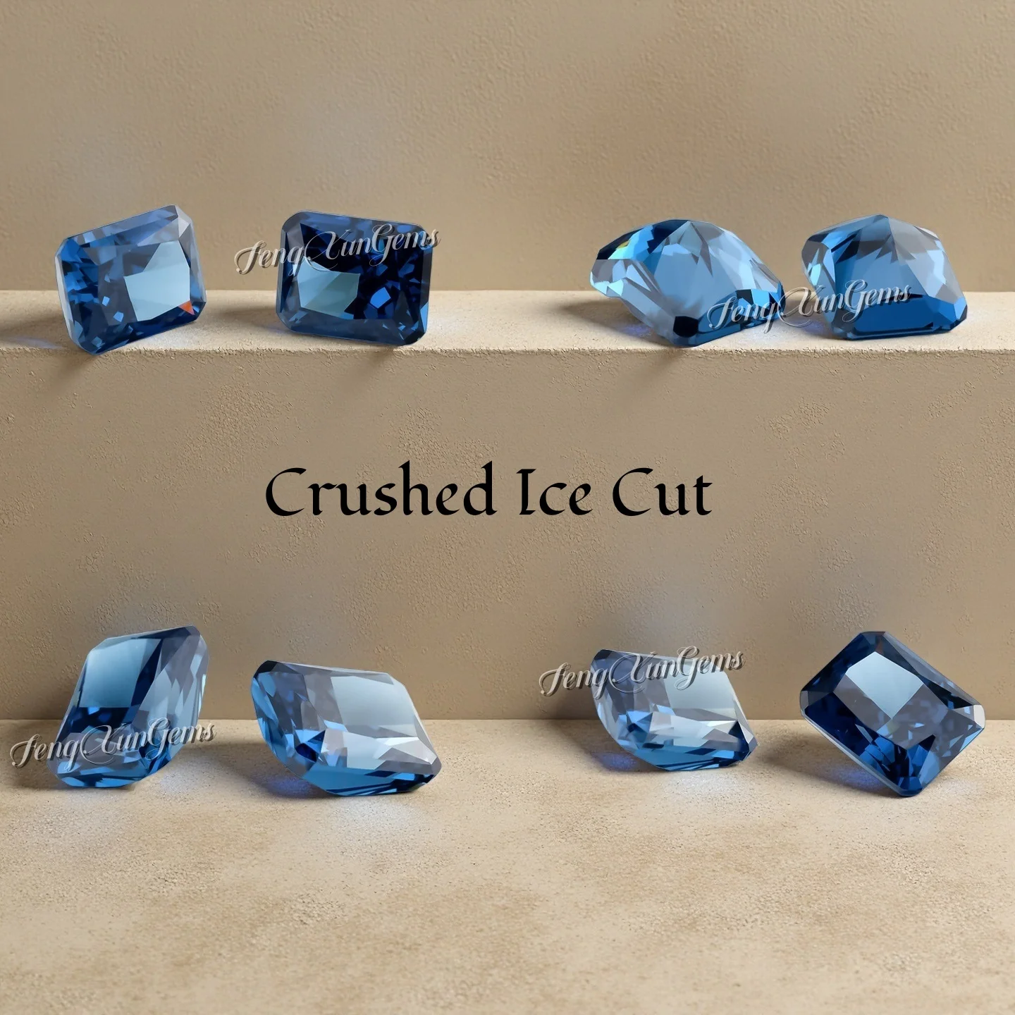 

High Quality Dark Blue Premium Crushed Ice Cut Octangle Cubic Zirconia Loose Stones luxury Gems For Women Jewelry Making