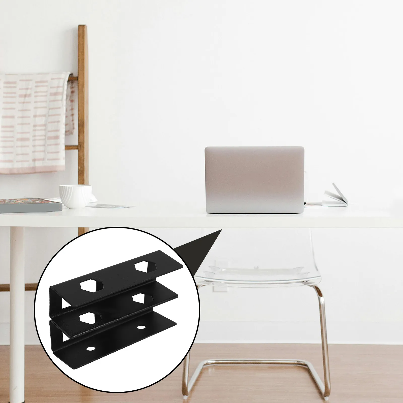 

Комплект из 2-х металлических подставок для ноутбука под стол, двухуровневый, черный, для дома и офиса, органайзер для ноутбука, крепление под стол для компьютера