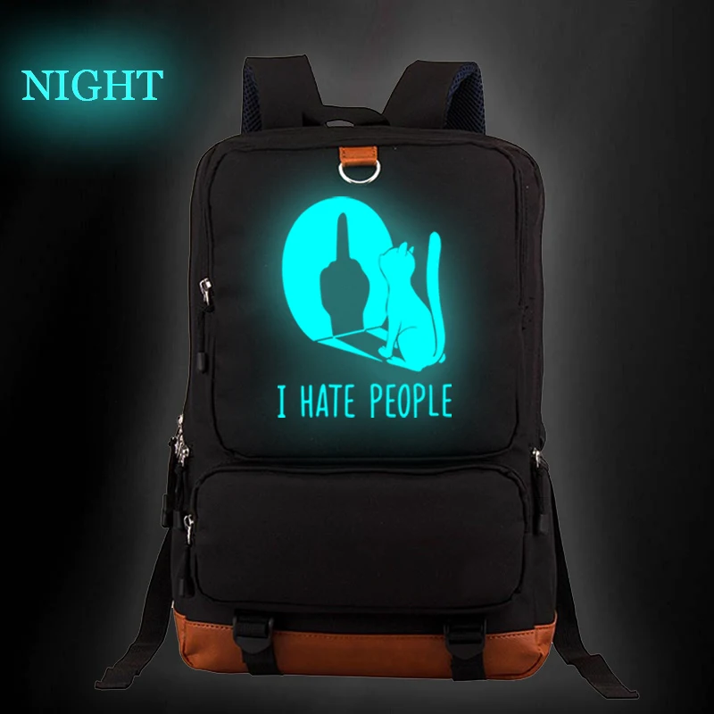 Luminous Print Canvas Black Back Packs Men 2026 New Style Backpack School Bags for Boys Students Anime Luminous School Backpack
