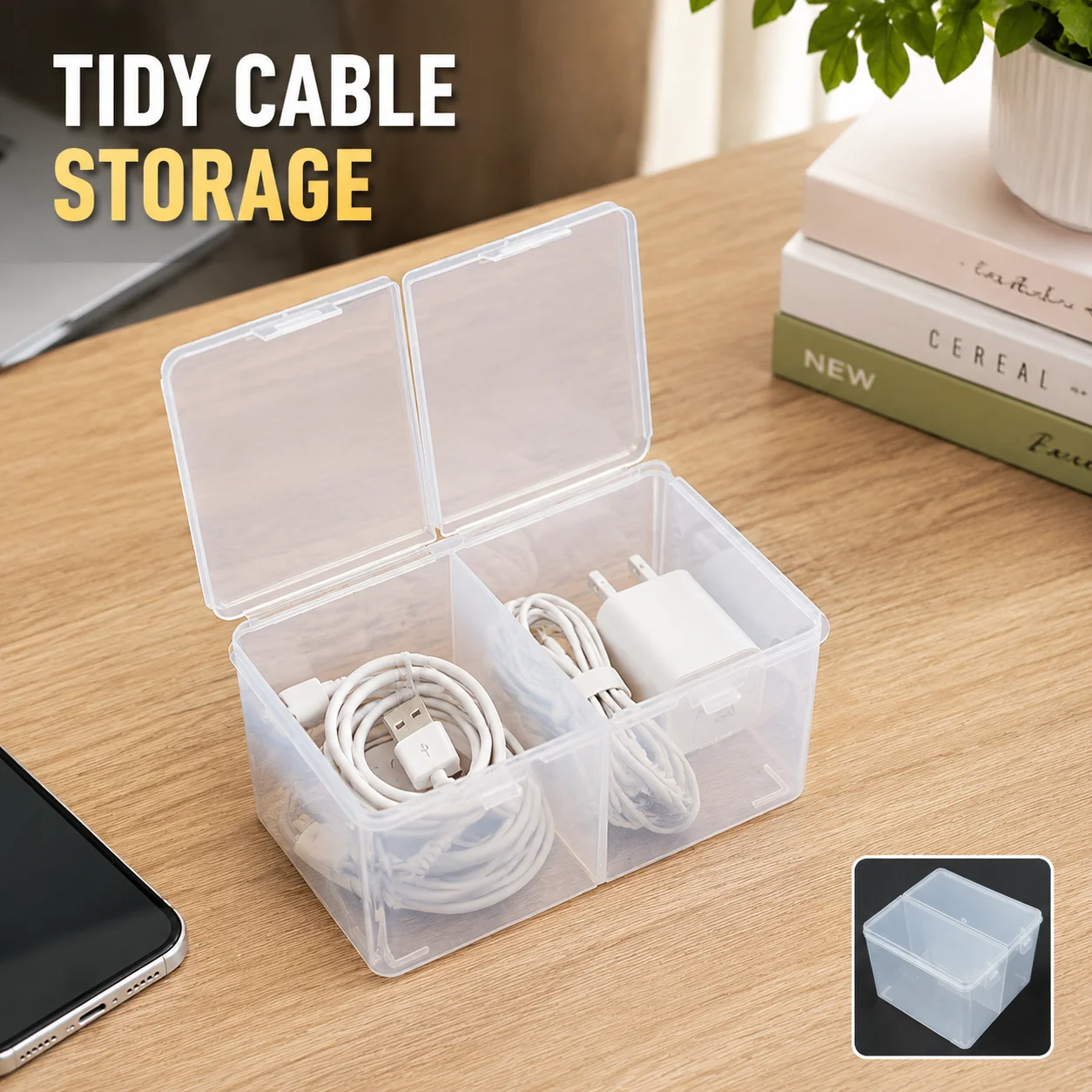 Cable Organizer Box Portable Cord Wrap Case with Lid Drawer Storage Box for Earphone Charger Cables