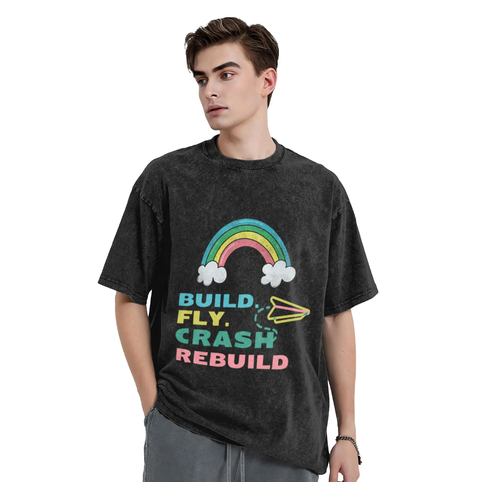 Build Fly Crash Rebuild Aeromodelling Idea  Areomodelling beautifu graphic A T-Shirt Oversized Short Sleeve Cotton Tees Tops