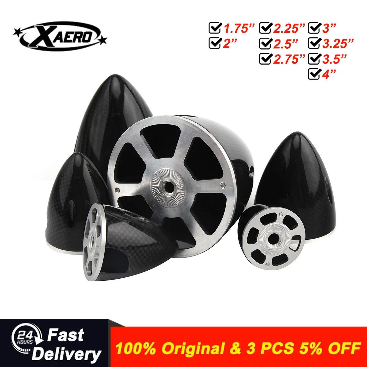 XAERO 1 PCS Carbon Fiber 2-Blade Spinner Cone 1.75