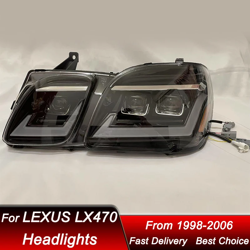 Car styling Headlights For Lexus LX470 LX 1998-2006 full LED new style Headlamp Assembly Upgrade Projector Lens Accessories Kit