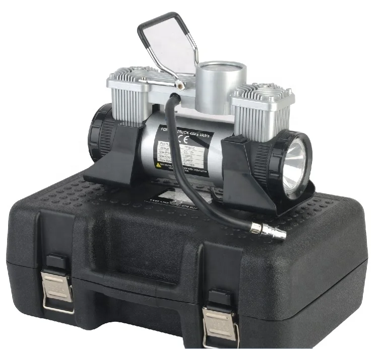 

Double Cylinder Car Tire Air Compressor 60L/min 2 Cylinder Heavy Pump Truck Off-road Vehicle Tools Inflator with LED Light