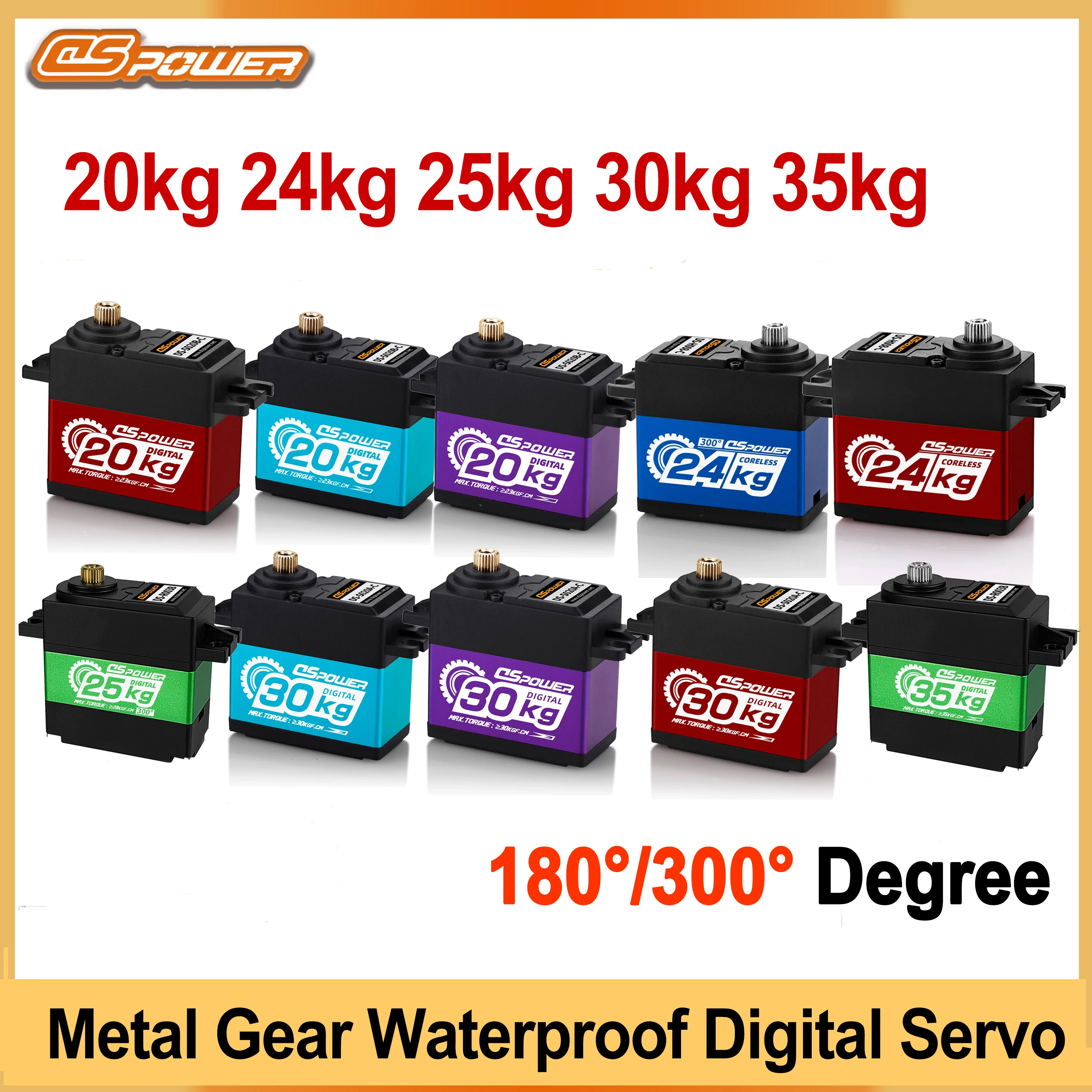 DSpower 20kg 24kg 25kg 30kg 35kg 180/300 stopni Metal Gear Wodoodporne Serwo Cyfrowe do Samochodów RC, Ciężarówek, Crawlerów, Robotów, Łodzi, Części do Zabawek