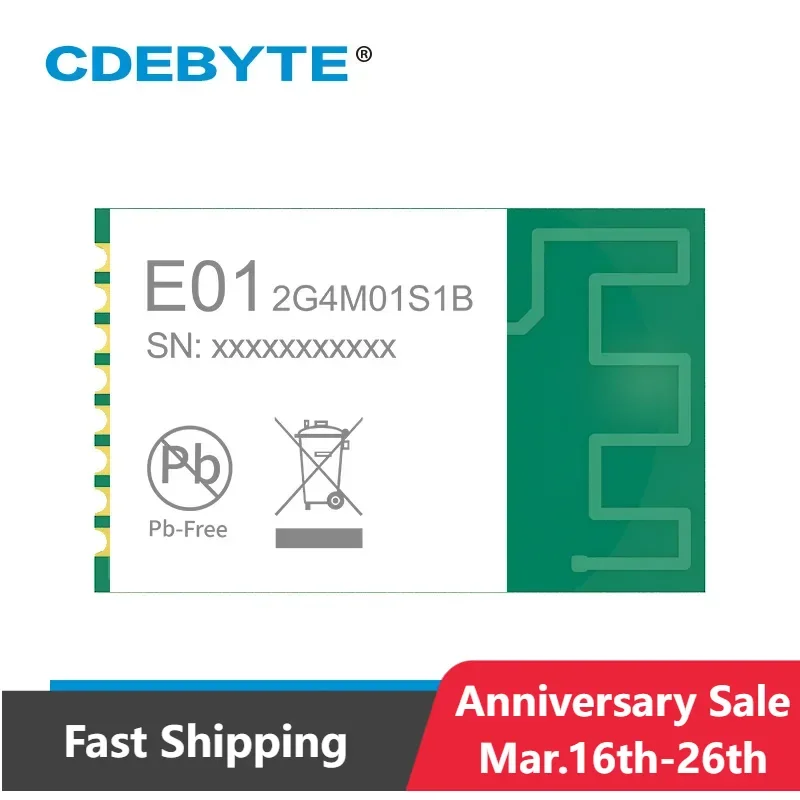 Wireless Module E01-2G4M01S1B 2.4GHz 5dbm SMD SPI Module with PCB antenna FCC CE RoHS certification Small size iot transceiver