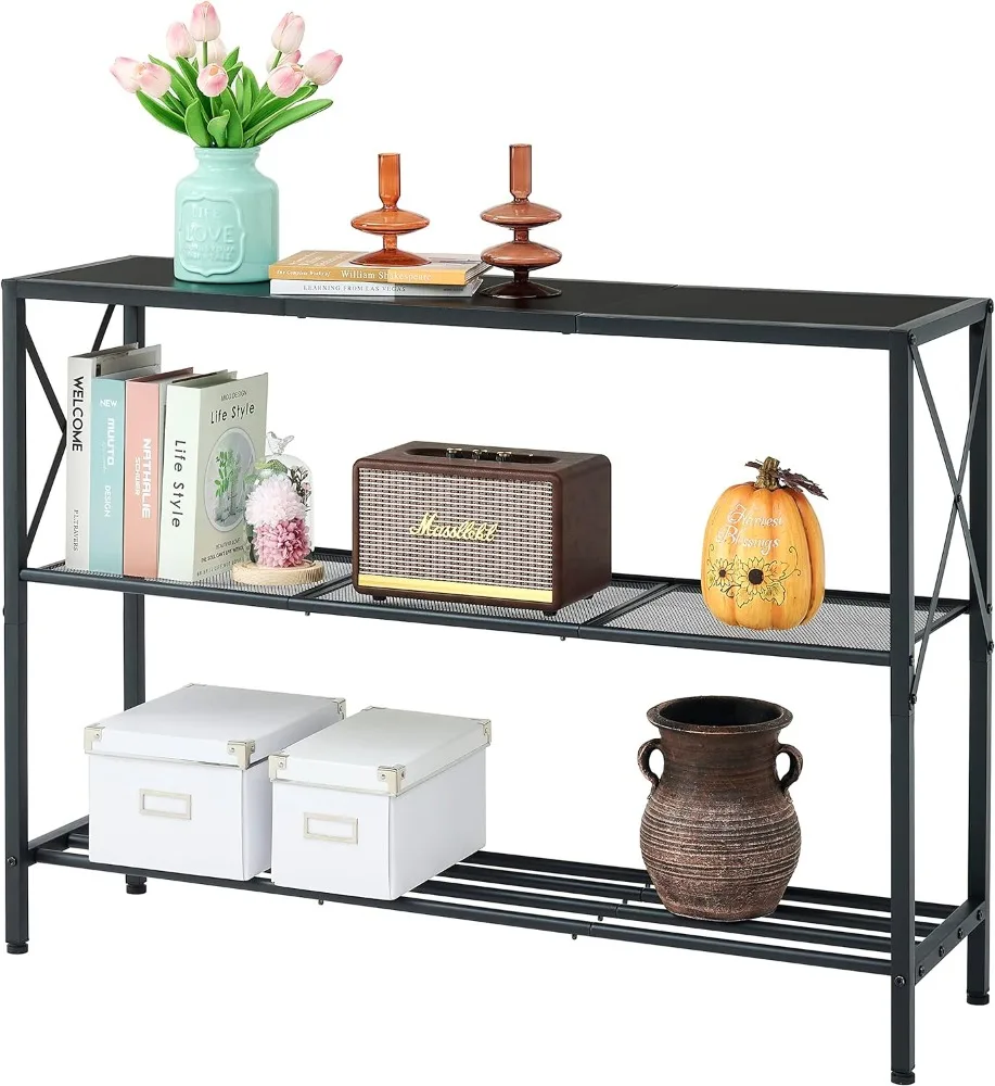 

Hoctieon Industrial Console Table, 3 Tier Entryway Table, Hallway Table, Narrow Sofa Table with Shelves, Entrance Table