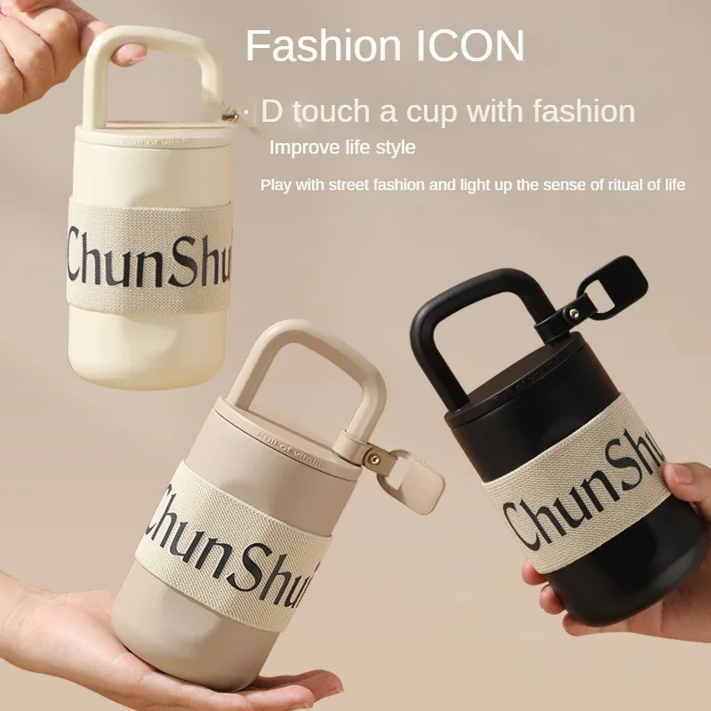 

350ml Thermos Water Bottle Portable 316 Stainless Steel Coffee Cup Explosive Lock Heart Travel Cup Girls Small Capacity Bottle