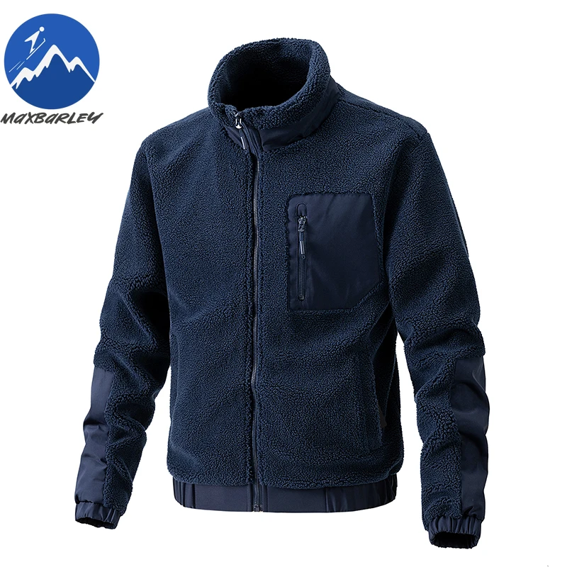 Maxbarley Winter Lambswool Jacket Men Casual Retro Cold Polar Fleece Parka Coat Fashion Outdoor Ski Thick Cold-proof Plush Coat - Image 5