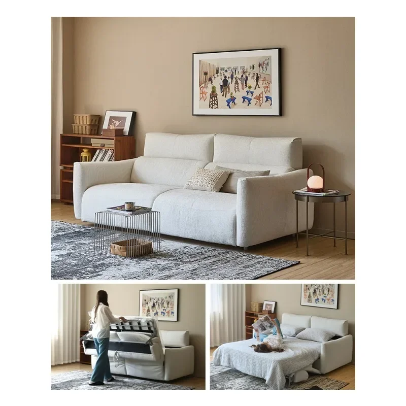 Cream wind high backrest sofa bed removable, washable and folding dual-purpose