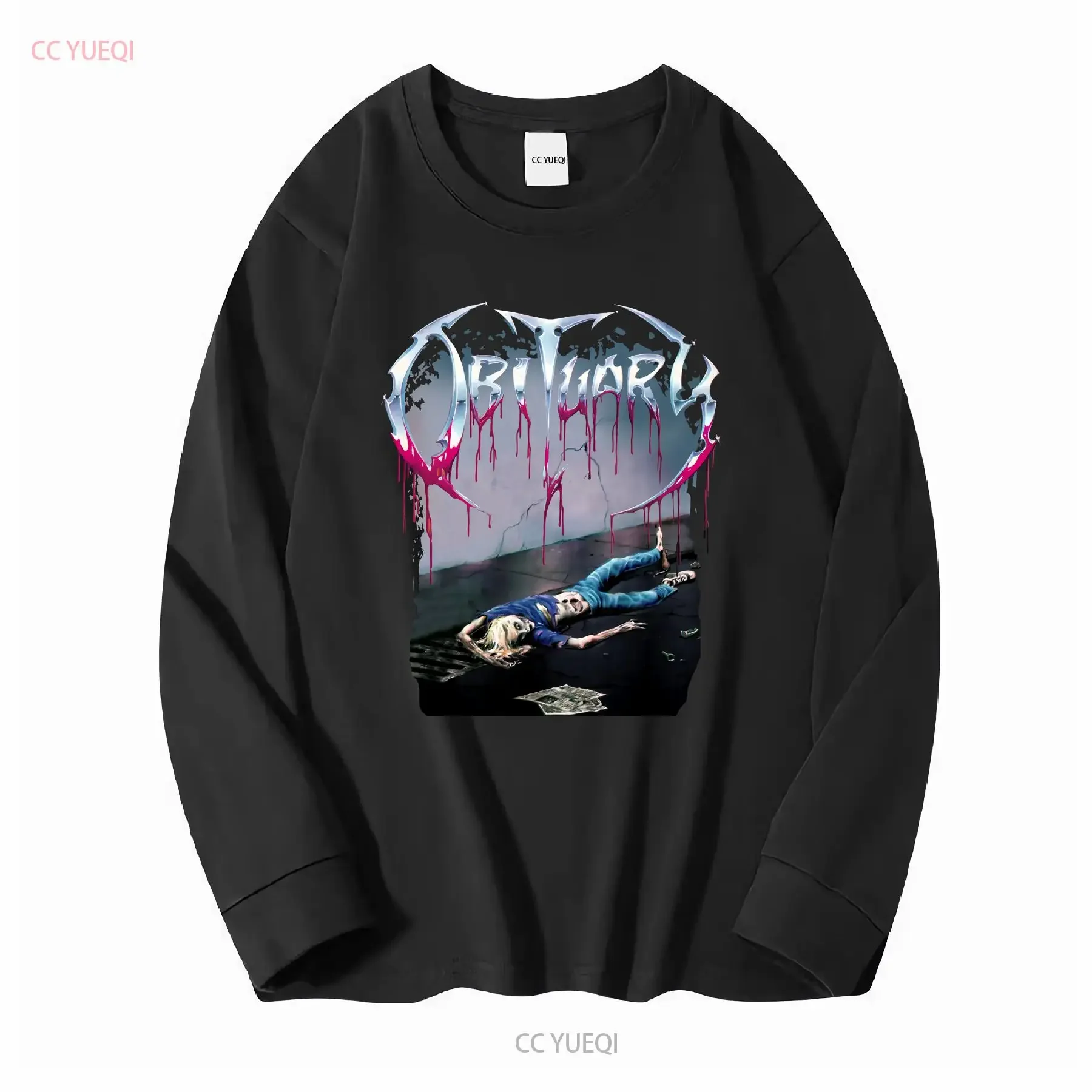 OBITUARY Slowly We Rot Men's T Shirt long or short sleeves vintage Washed Slightly Unisex homme streetwear designer clothes