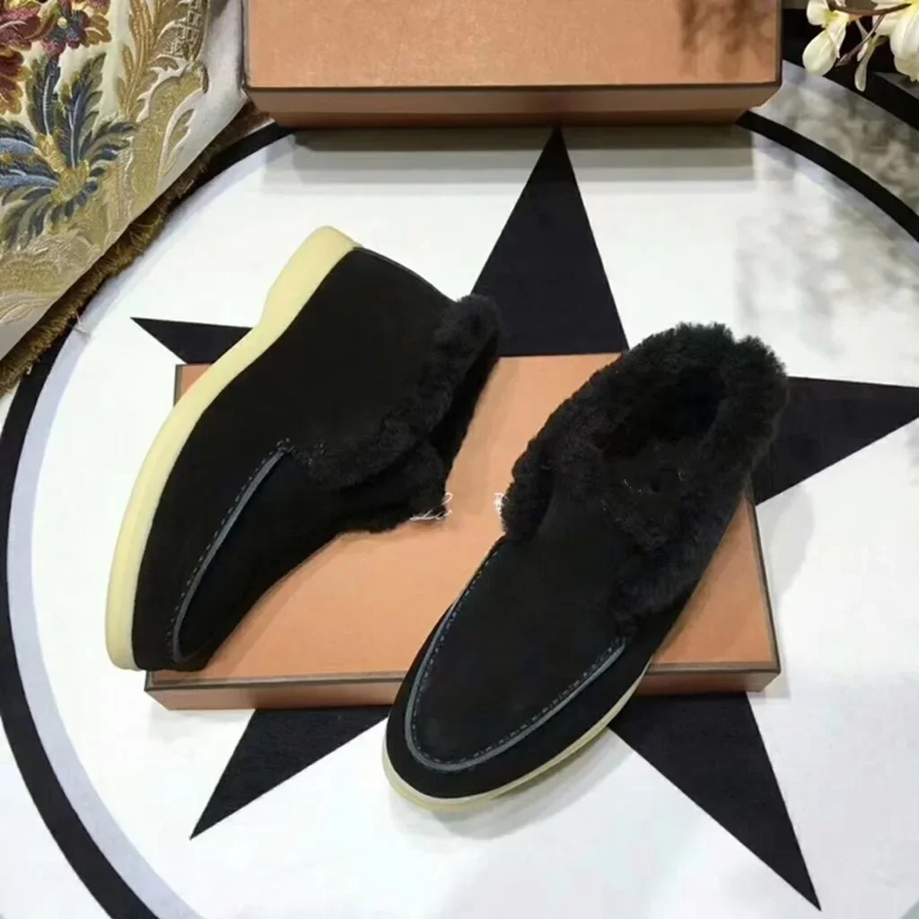 2022 Autumn/Winter Women's Thickened Warm Sheep Fur Lined Short Boots Snow Boots Casual Frosted Solid Color Snow Shoes