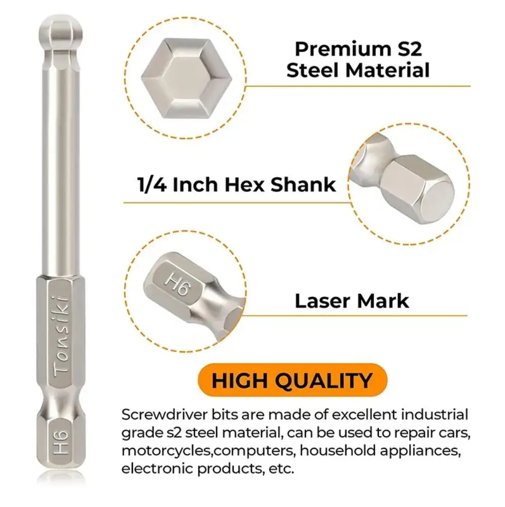 20Pcs Ball End Hex Head Allen ประแจเจาะบิตชุดแม่เหล็กเมตริก SAE Allen ไขควง S2 Hex Bit ชุดคีย์ Hex ซ็อกเก็ต Bits