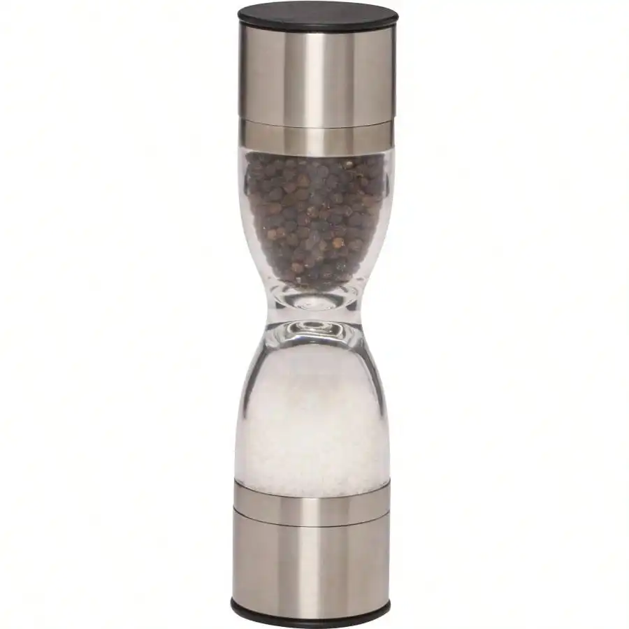 

Stainless Steel Prefilled Dual Salt and Pepper for Kitchen Use Matte Black Design Durable and Leak Proof