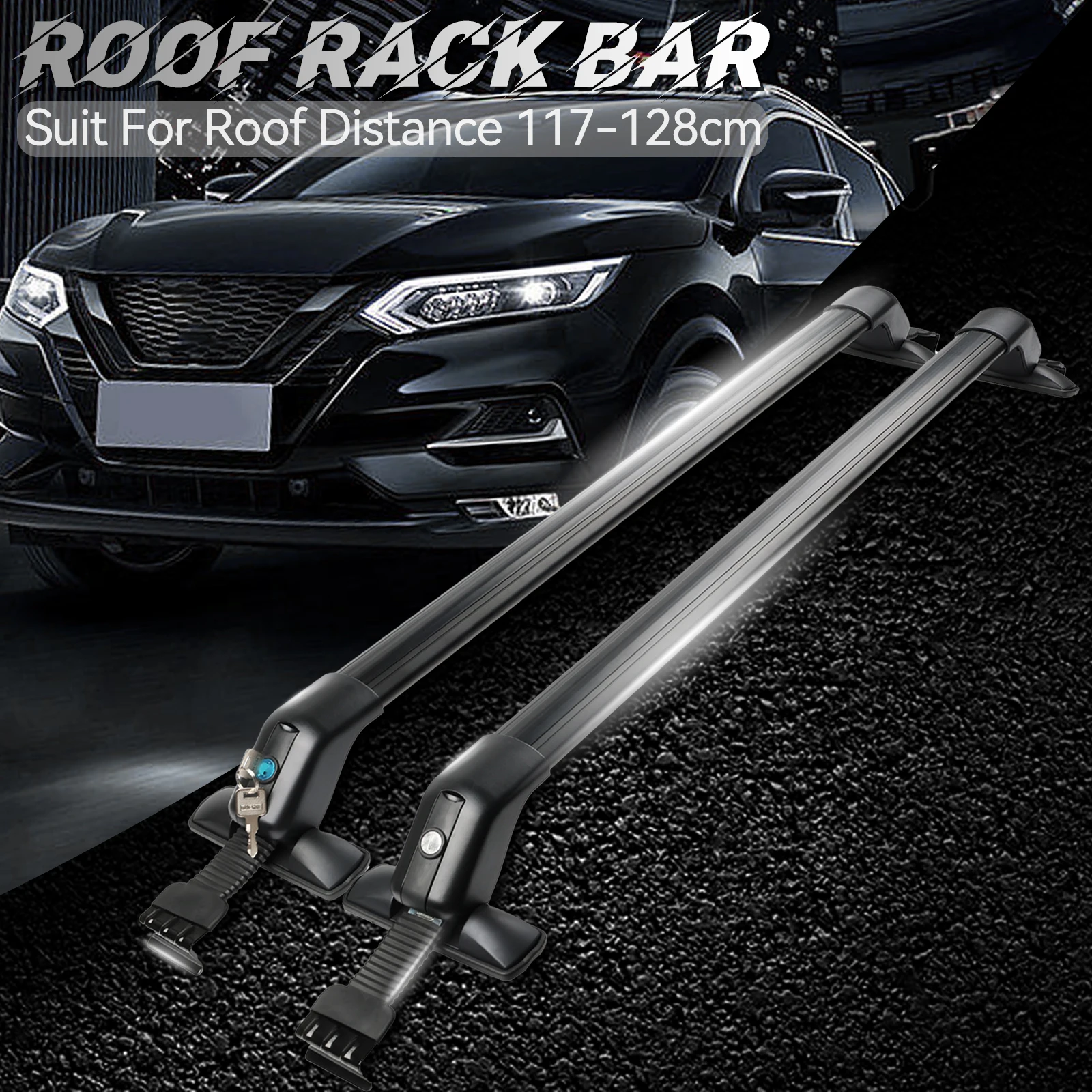 2x Universal Roof Rack Car Top Rail Bar Black Aluminum Luggage Carrier Lock System With Key Top Car Rack For BMW VW AUDI Sedan