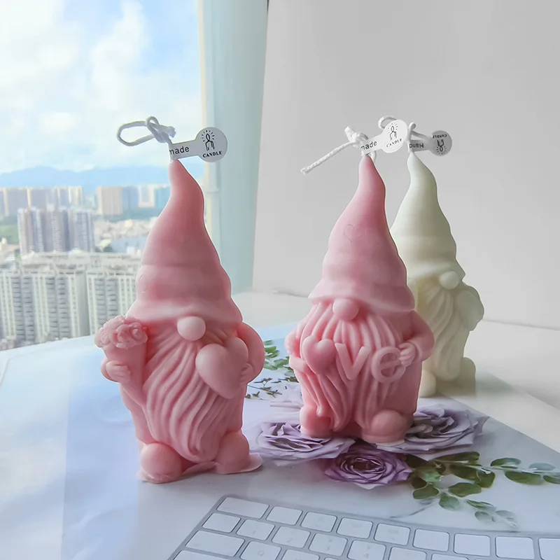 

New Santa Claus/Bearded Man Scented Candle Mold Christmas Handmade Dwarf Snowman Plaster Soap Resin Casting Mold Home Gift